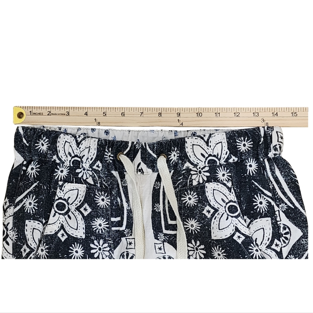 Pilcro Surf Linen Paisley Pants Women’s XS Anthropologie Drawstring‎ Black White - Picture 7 of 10